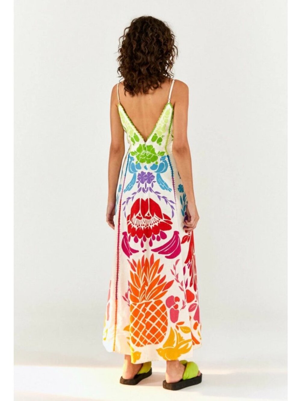 Farm Rio Tropical Graphic Maxi Dress Linen Viscose Size S New With Tags - Picture 12 of 16
